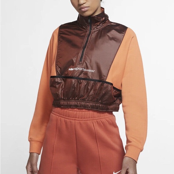 NIKE SPORTSWEAR 1/4 ZIP TOP SWEATSHIRT RUNNING TRAINING ORANGE CU6382-811 SIZE - Picture 1 of 3